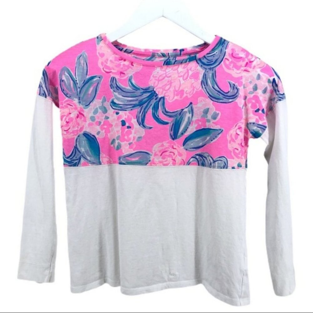 Lilly Pulitzer Pink White Print Finn Long Sleeve Top